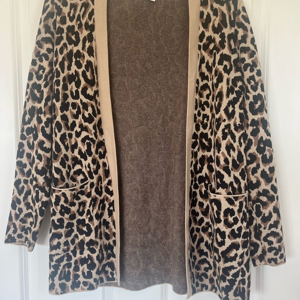 J. Crew Tan and Black Leopard Cardigan